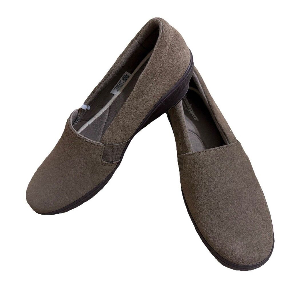 Grasshoppers Chase Wedge Suede Loafer Memory Deluxe Walnut Women's Size 7.5